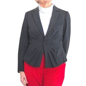 Rebecca Taylor Wool Fitted Hourglass Pleat Blazer sz 6 grey